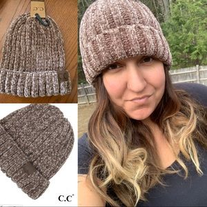 C.C Chenille Beanie NWT Taupe
